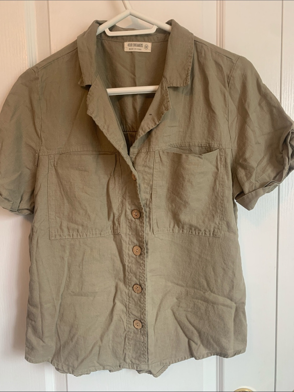 Dreamers Linen Olive Utility Button-Up